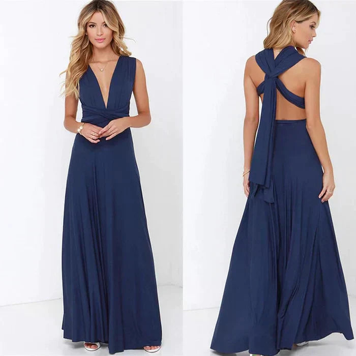 Levoire | Robe Maxi À Dos Élégant Bleu
