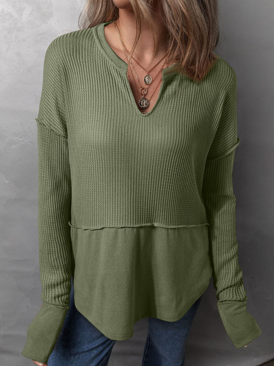 Levoire | T-shirt à manches longues en tricot waffle Moos