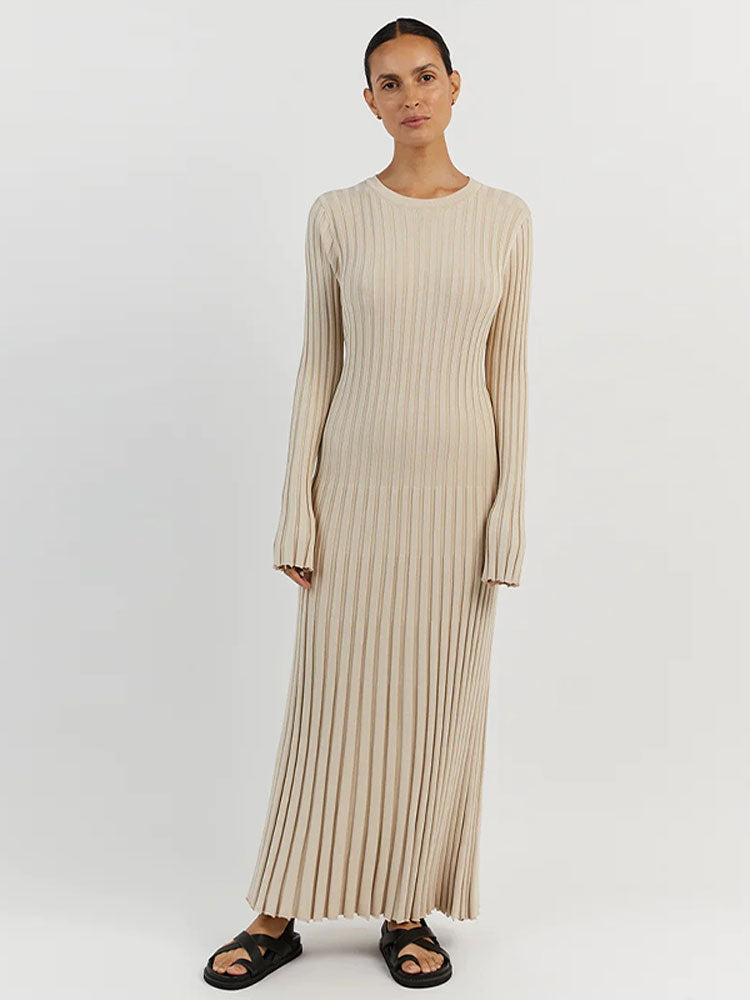 Levoire | Femmes Douce Confortable Robe Beige - Presque épuisé