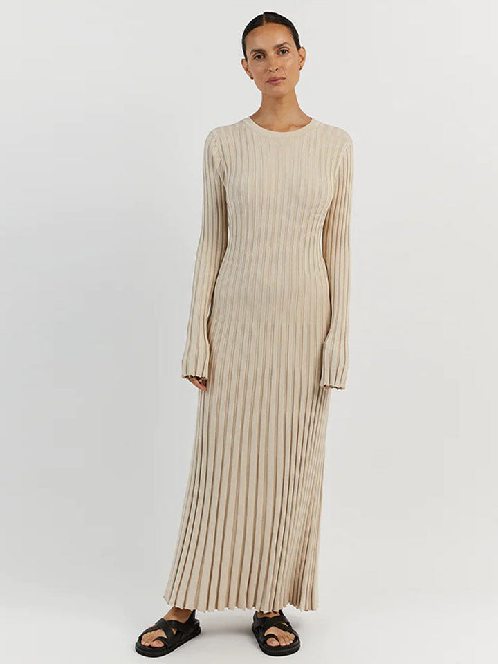 Levoire | Femmes Douce Confortable Robe Beige - Presque épuisé