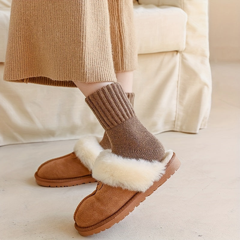 Levoire | Paire De Chaussettes Simples, Unies, Épaisses, Chaussettes Mi-Mollet Unisexes Confortables Et Douces, Bas Et Articles De Bas Pour Femmes