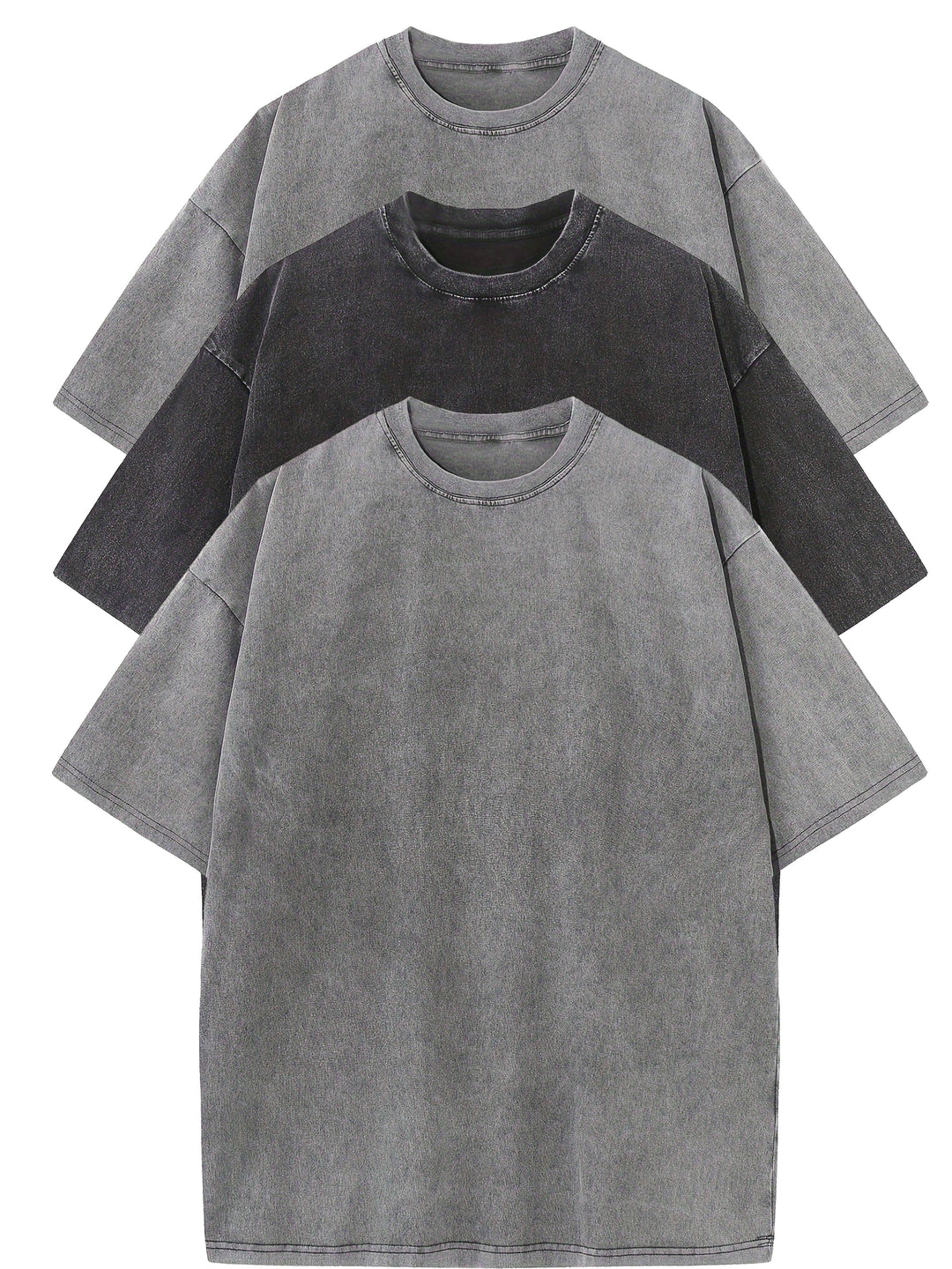 Levoire | 3 Pcs T-Shirts En Coton Détachables Gris+noir+gris