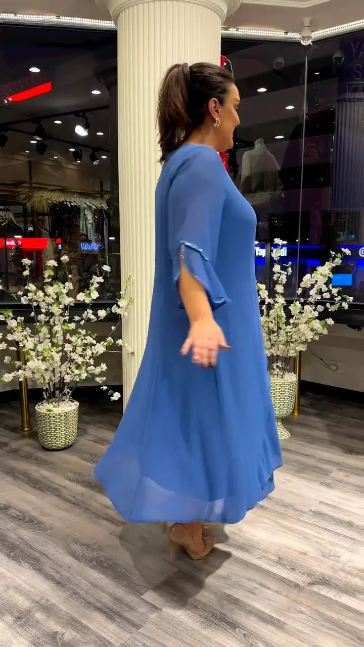 Levoire | Femmes Robe Chiffon Évasée Unie
