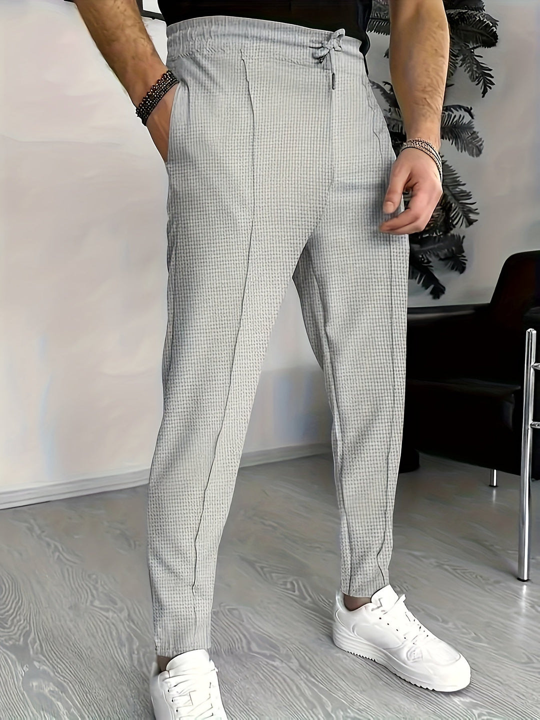 Levoire | Pantalons En Polyester Pour Hommes Avec Une Ceinture Élastique Gris clair