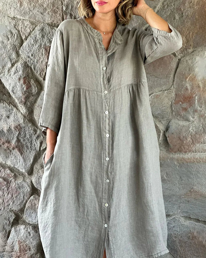 Levoire | Robe chemise ample en coton et lin Gris
