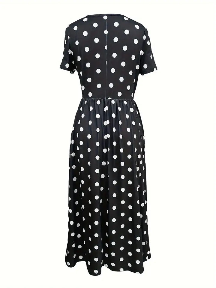 Levoire | Robe Courte À Manches Courtes, Légère, À Pois Avec Col Rond