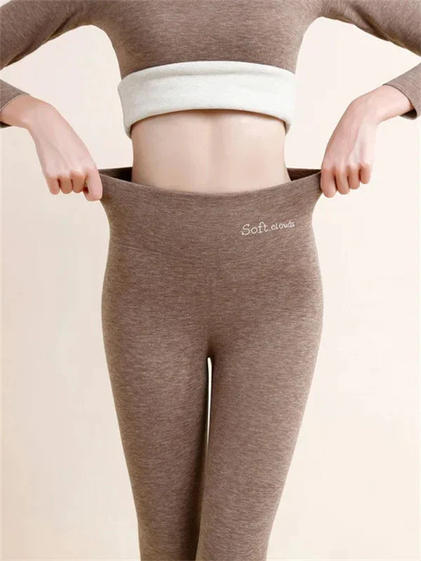 Levoire | Leggings Amincissants avec Doublure en Polaire et Ajustement Confortable pour Femmes Marron