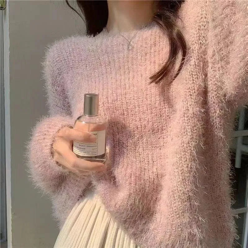 Levoire | Pull fille à col rond et manches bouffantes Rosa Taille libre