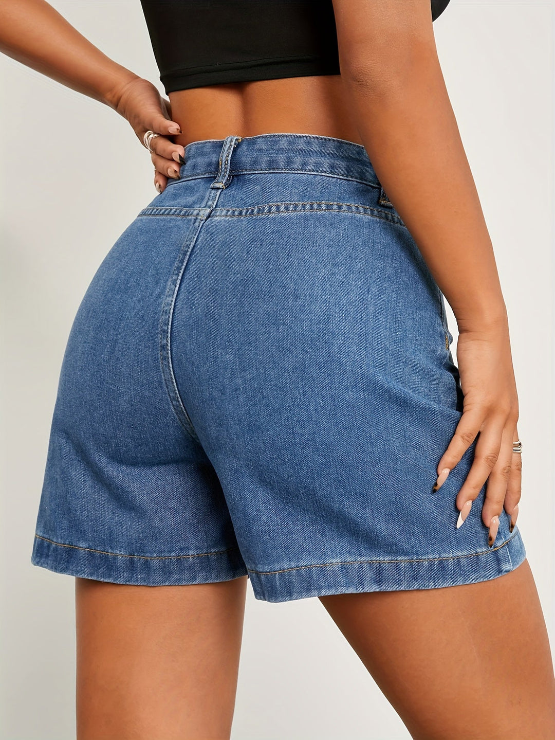 Levoire | Haute Taille Short En Denim Classique Bleu
