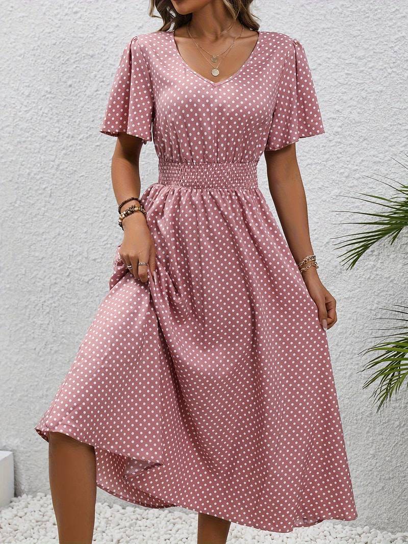 Levoire | Robe Courte À Manches Courtes À Imprimé Intégral Pour Le Printemps Et L'Été