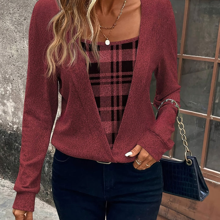 Levoire | Chemise À Motifs Avec Encolure Carrée Et Fente Bordeaux rouge