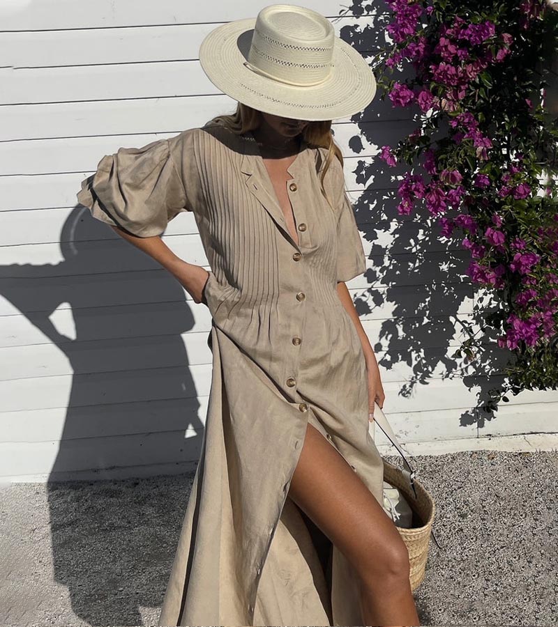 Levoire | Robe En Lin Plissée Élégante