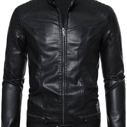 Levoire | Chic Veste D'Été En Cuir Pour Hommes Avec Zip Et Col Montant