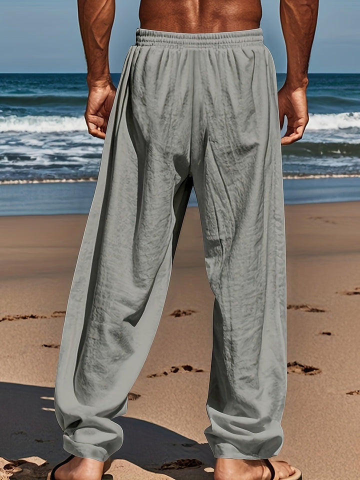 Levoire | Loisirs Coton Lin Pantalons Couleur Unie