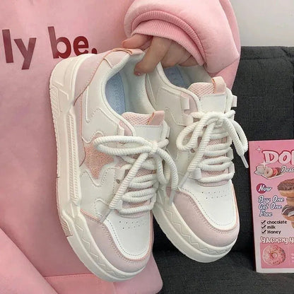 Levoire | Baskets en tissu pour femmes avec détail étoile – Un style décontracté et polyvalent Rosa