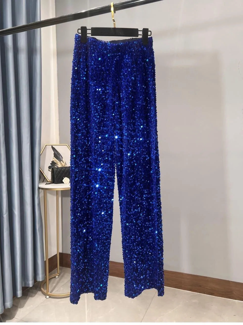 Levoire | Pantalons de soleil larges avec des paillettes vert émeraude