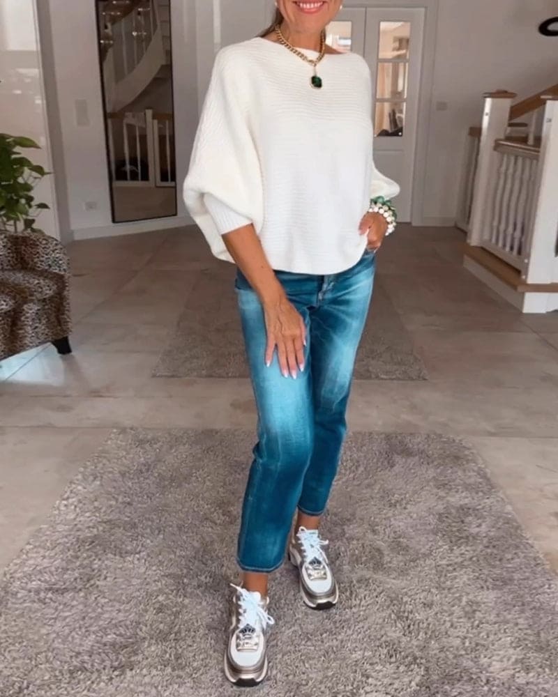Levoire | Pull Élégant Avec Col Large Et Manches Bouffantes