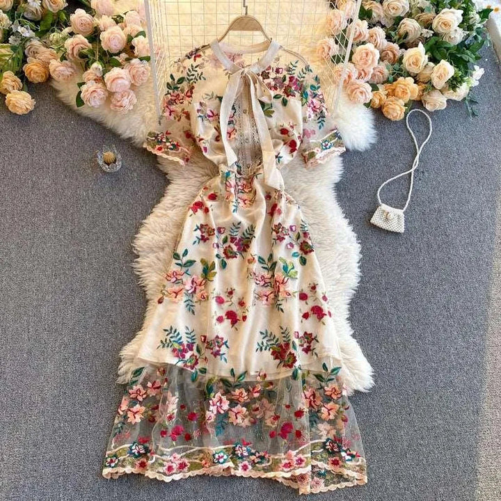 Levoire | Robe à manches courtes avec cordons Abricot