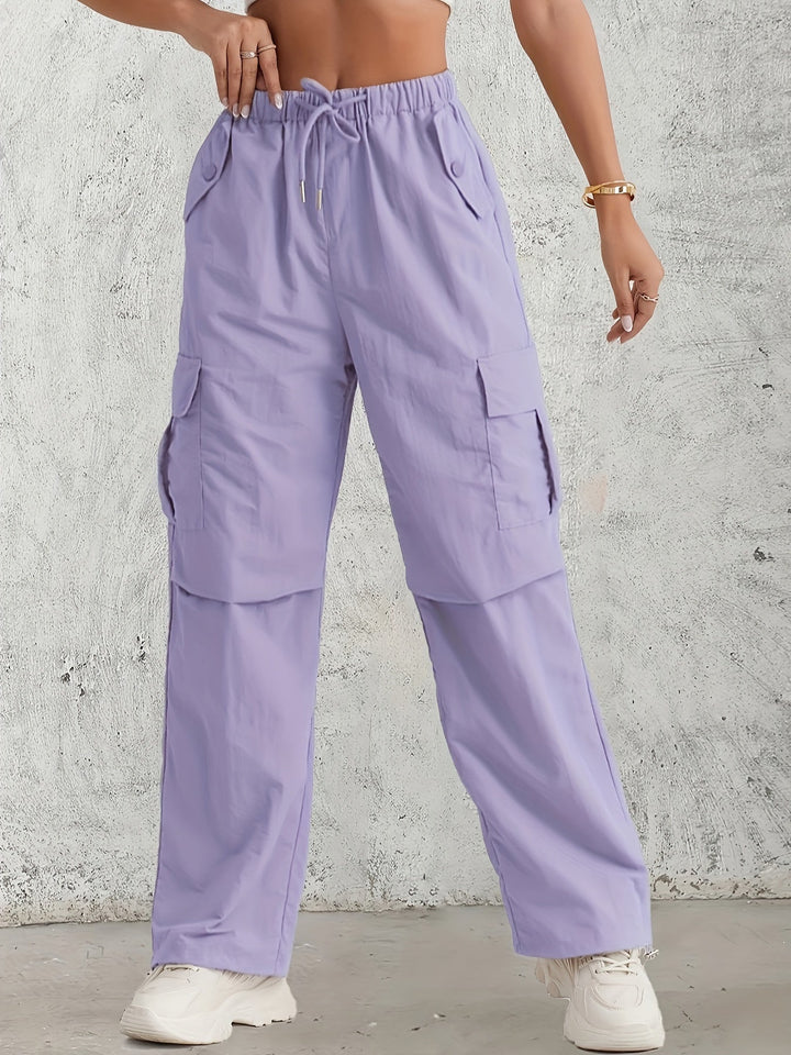 Levoire | Pantalons Cargo Taille Haute D'Une Couleur Lavande