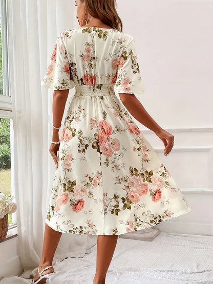 Levoire | Robe Avec Décolleté En V Et Motif Floral Pour L'Été