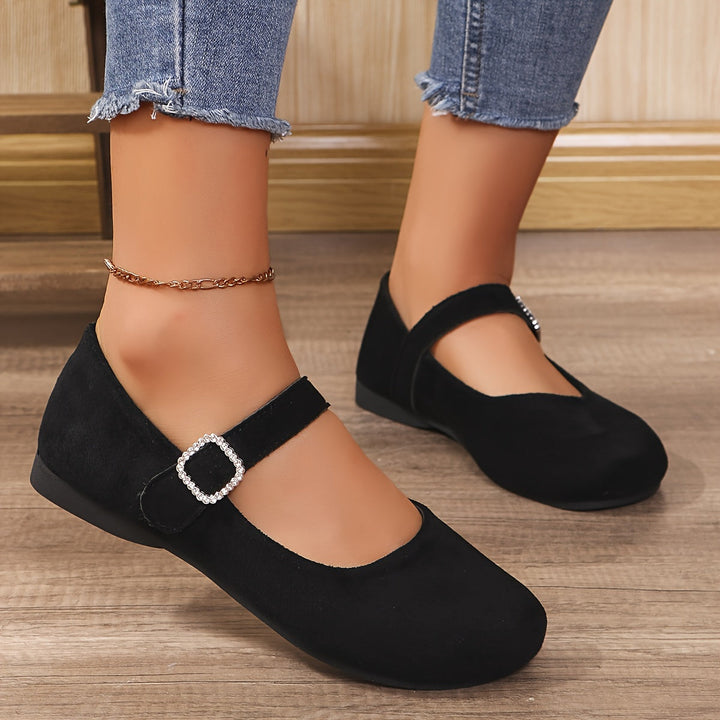 Levoire | Ballerines Femme Unies Avec Boucle En Cristal Noir