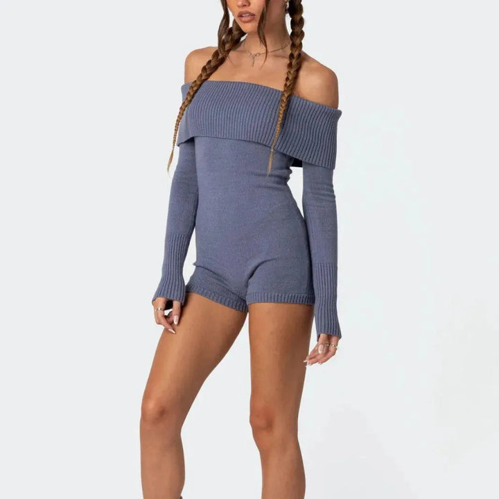 Levoire | Slim Fit Salopette à manches longues et épaule découverte Bleu foncé