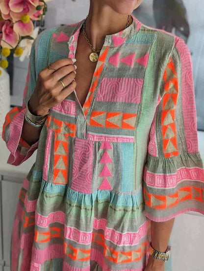 Levoire | Boho Chic Robe Midi Imprimée Pour Femmes