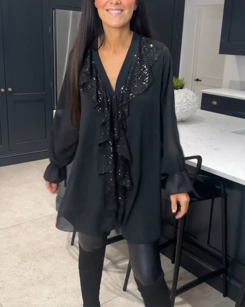 Levoire | Blouse Avec Volants Dans Une Coupe Élégante Noir
