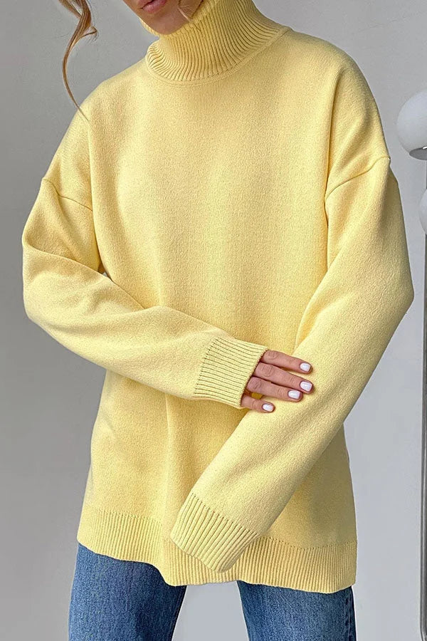Levoire | Pull À Col Roule Ample, Cosy Et Doux Pour L'Hiver Jaune