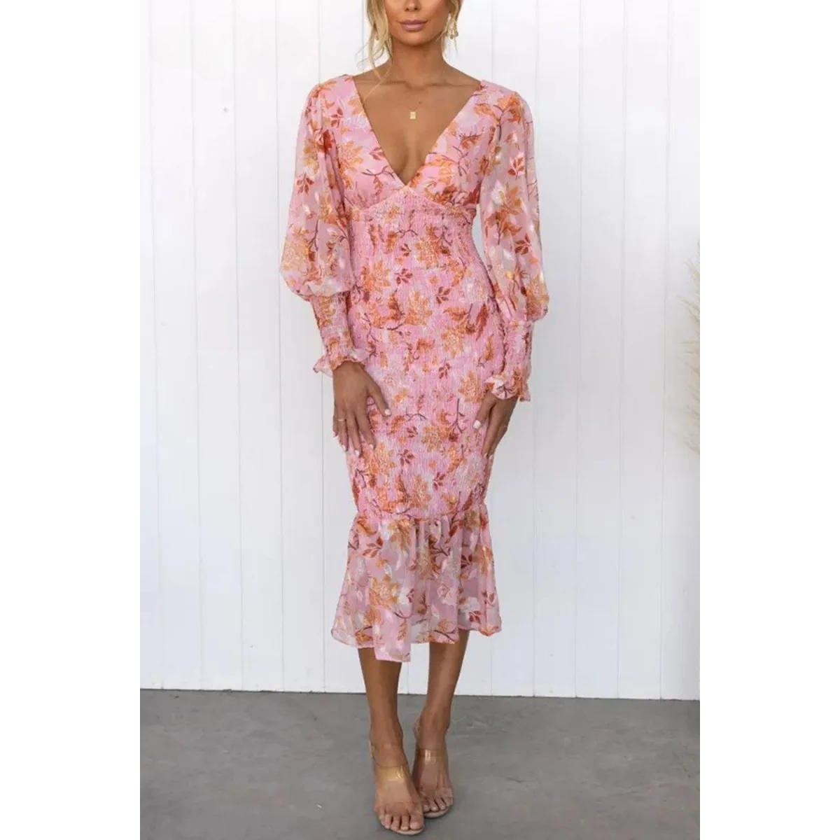 Levoire | Robe Midi À Imprimé Floral Rosa