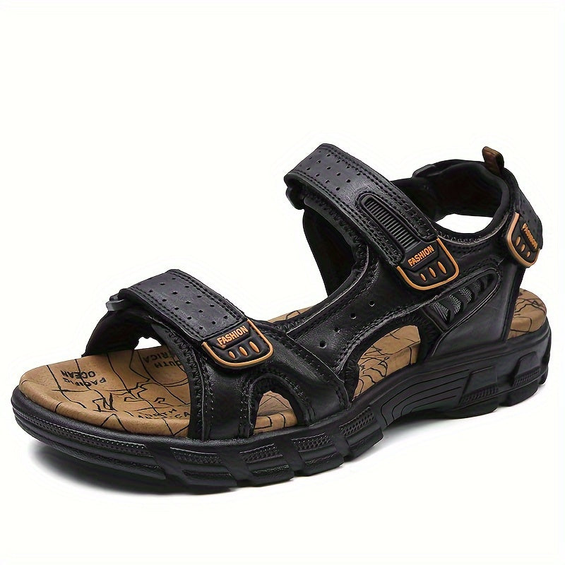 Levoire | Sandales En Cuir Avec Velcro Noir