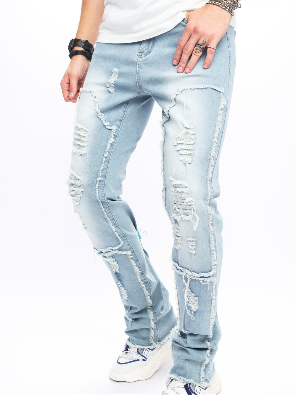Levoire | Jeans Bootcut Homme Avec Détails De Éraflures