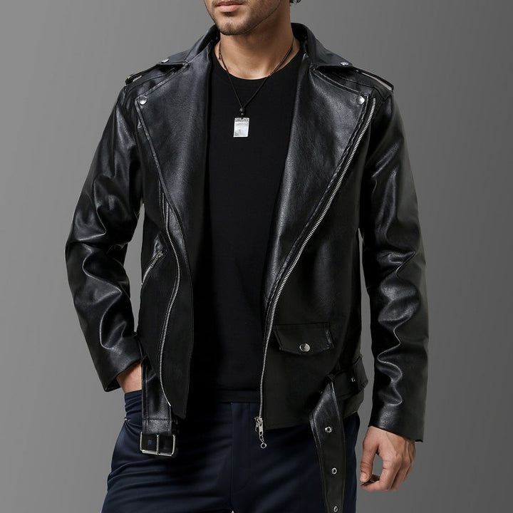 Levoire | Veste En Cuir Slim Fit Avec Revêtement Noir