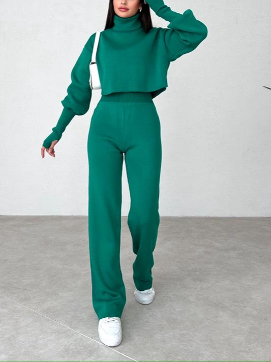 Levoire | Pull À Col Roulé Confortable Combinaison Mitaine Vert