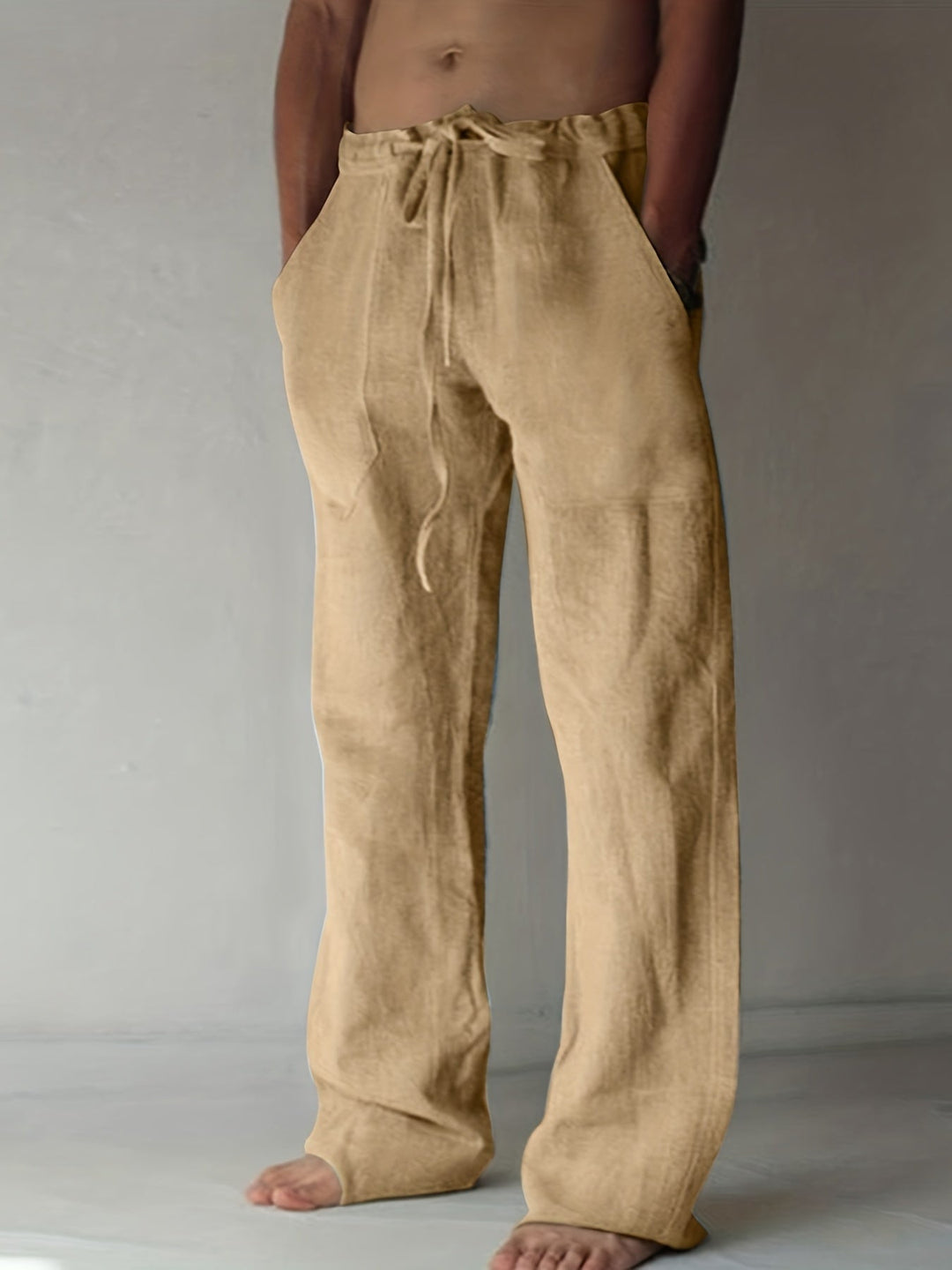 Levoire | Grande Taille Pantalons En Coton Pour Hommes De Loisirs Abricot