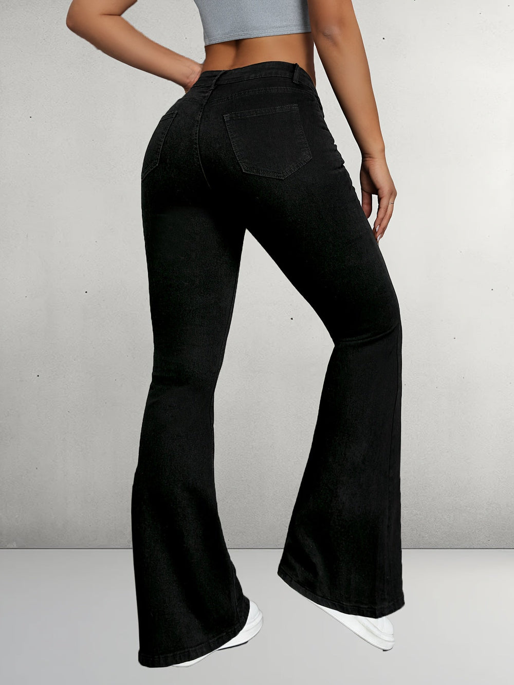 Levoire | Pantalons Flare Noirs Élégants Avec Boutons