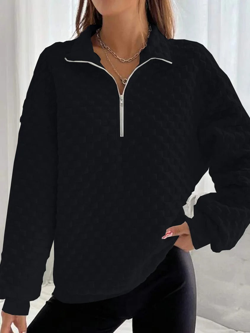 Levoire | Pull Tendance Col V - Fermeture Éclair Élégante - Vêtements Tricot Confortables Pour Looks Branchés Noir