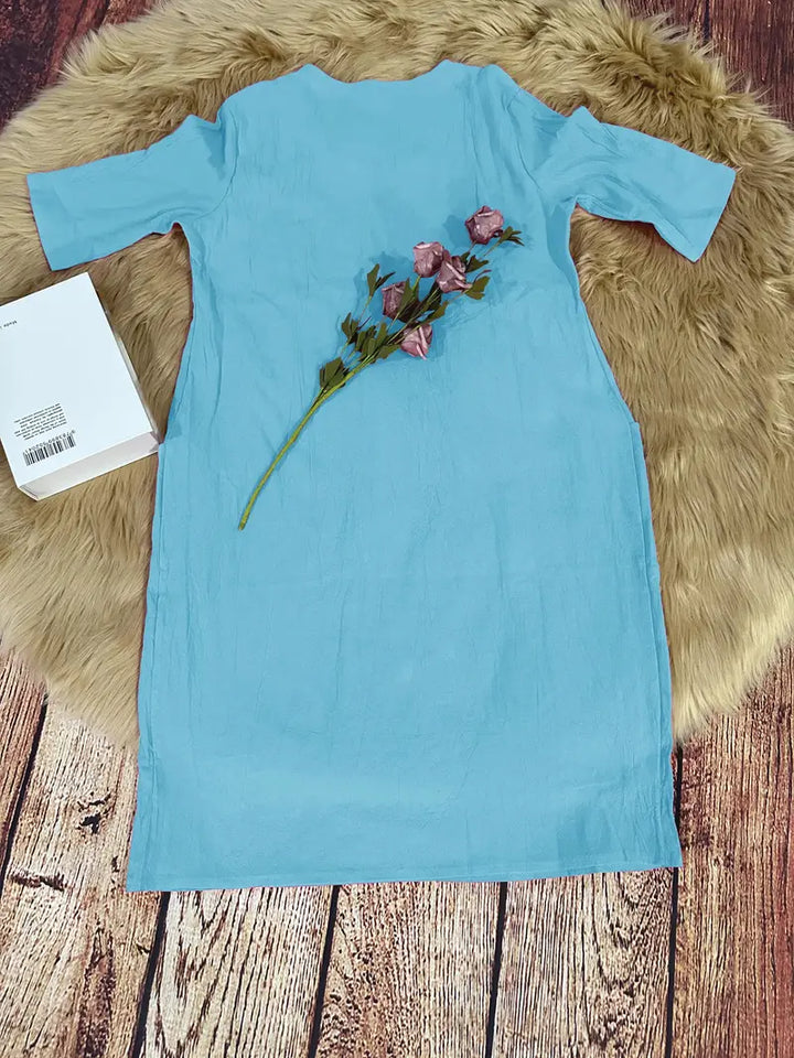 Levoire | Robe De Loisirs Unie Avec Poches Et Manches Mi-Longues