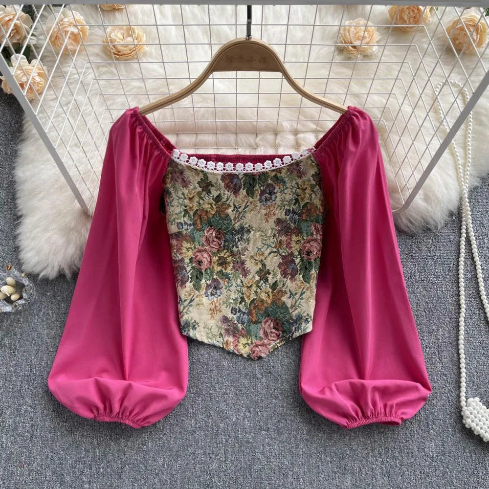 Levoire | Top coupe-palloklippa avec dentelle dans le style rétro Rosenrot Une taille