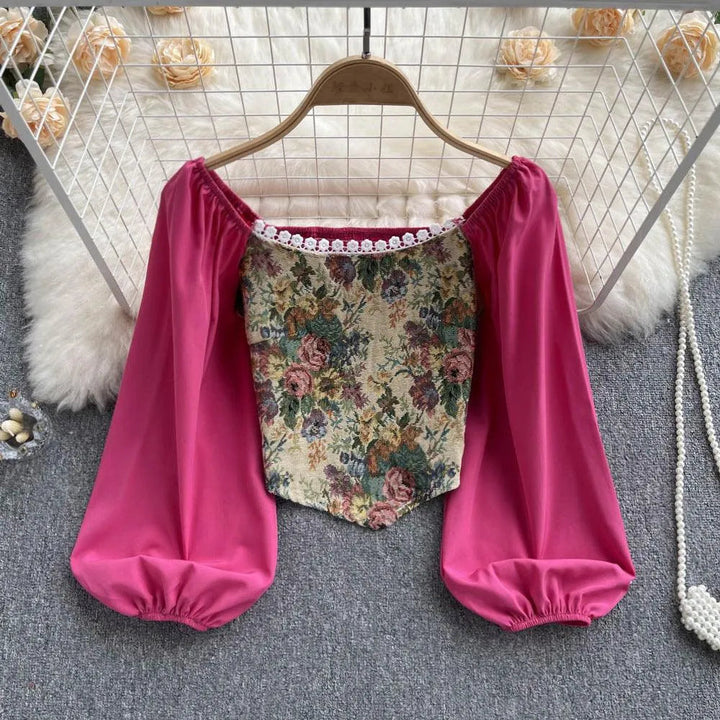 Levoire | Top coupe-palloklippa avec dentelle dans le style rétro Rosenrot Une taille