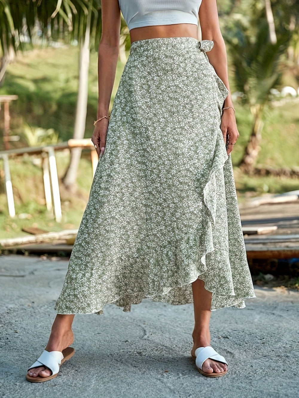 Levoire | Robe Qui S'Enroule Avec Un Motif Floral Et Des Volants