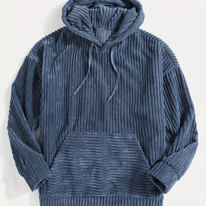 Levoire | Sweat À Capuche En Corduroy Vintage Pour Hommes Avec Col Haut Et Poche Kangourou