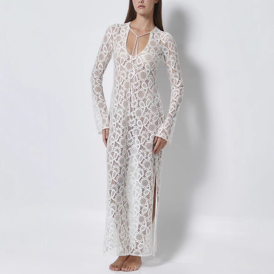 Levoire | Robe longue en dentelle transparente