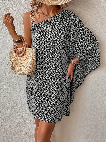 Levoire | Robe Avec Imprimé Allover Asymétrique Noir