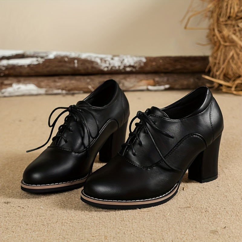 Levoire | Chaussures Pour Femmes Élégantes À Talons Épais Et Avec Lacets Noir