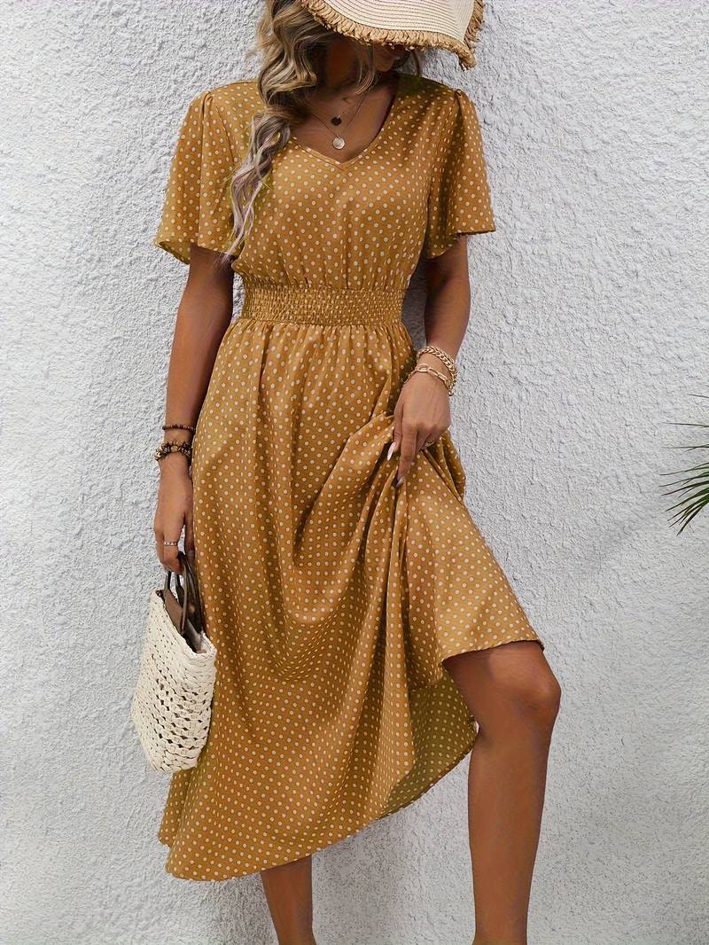 Levoire | Robe Courte À Manches Courtes À Imprimé Intégral Pour Le Printemps Et L'Été