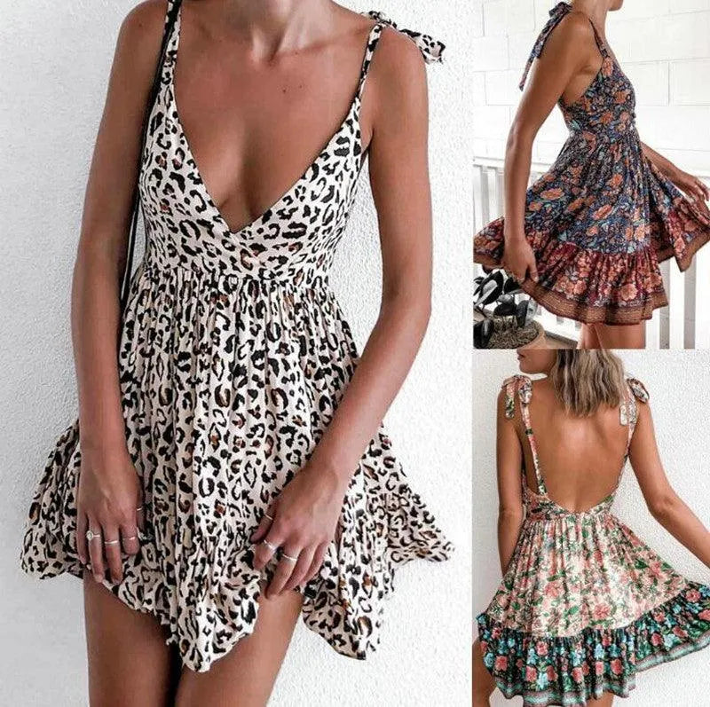 Levoire | Robe imprimée à profond décolleté et bretelles pour femmes