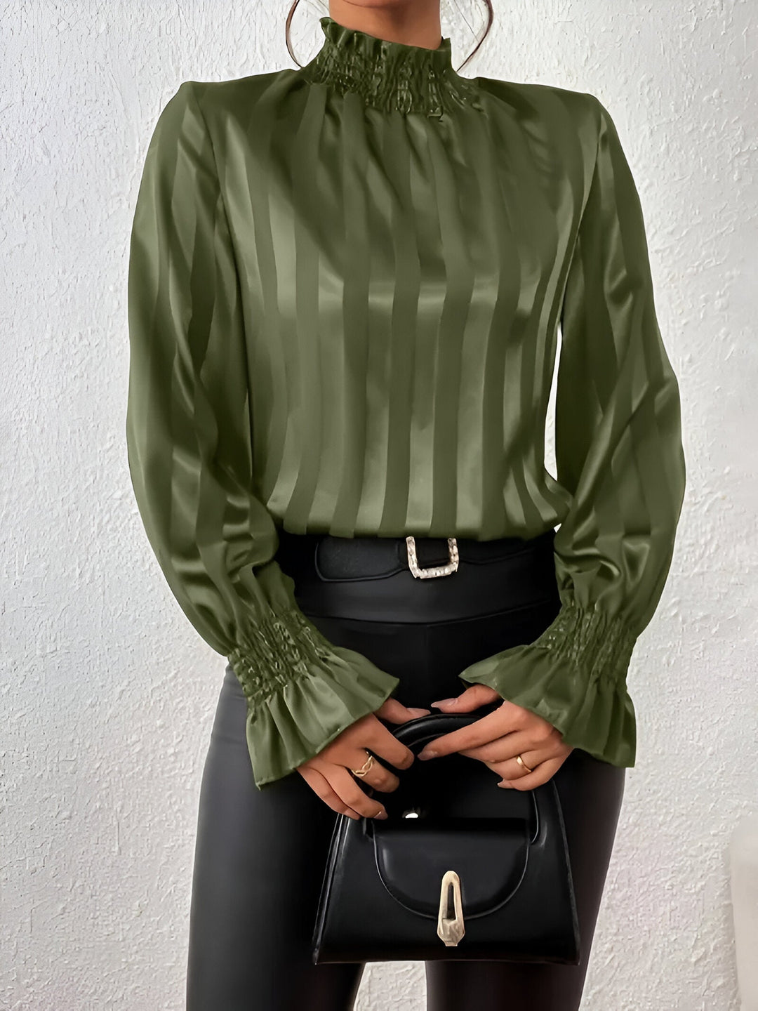 Levoire | Chemise Plissée Élégante vert olive