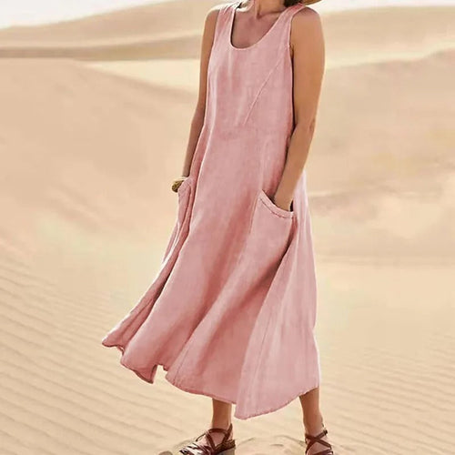 Levoire | Robe En Lin Sans Manches Avec Poches Pour Femmes