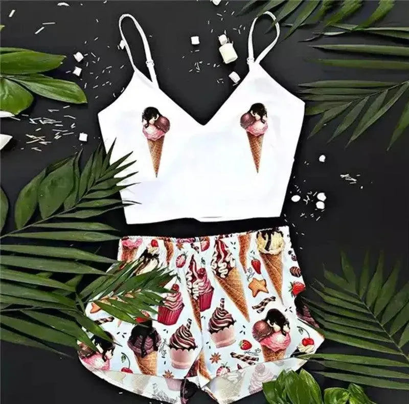 Levoire | Nouvelle sexy pyjama en soie pour femmes à motifs animaliers E